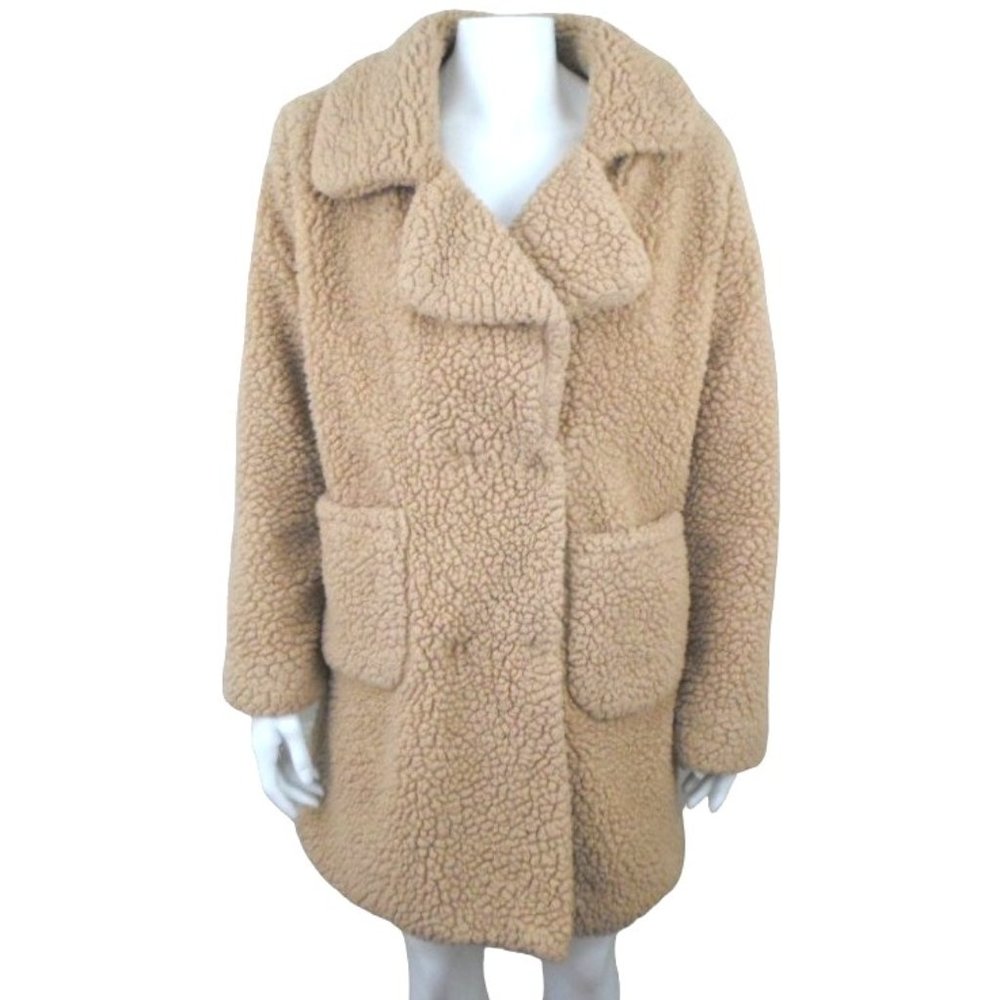 C&C California Tan Sherpa Fleece Teddy Coat Womens Small